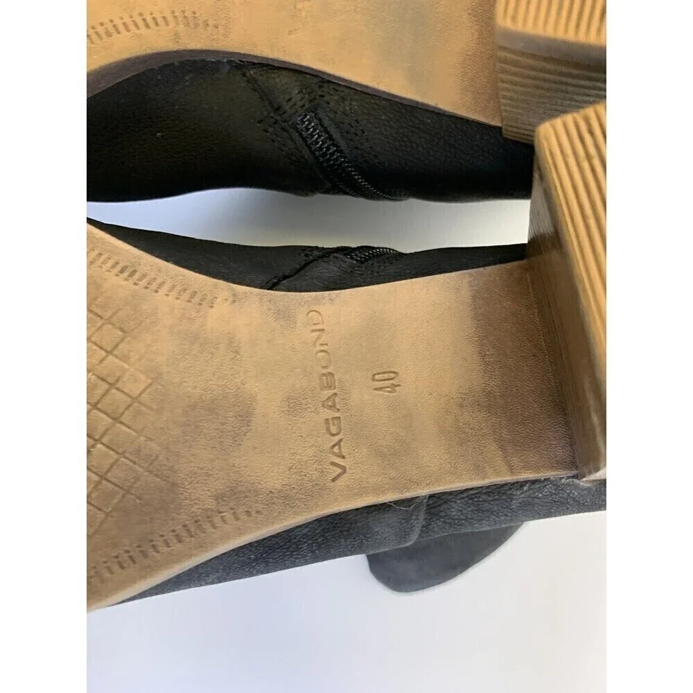 Vagabond Shoemakers Nubuck Ankle Boots Black Leather Block‎ Heel Womens 40 9.5